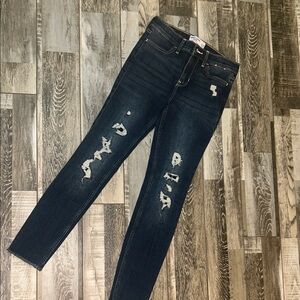 Abercrombie Kids Dark Blue Distressed Skinny Jeans size 11/12 NWOT